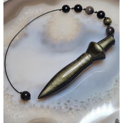 Pendule Thot Obsidienne Dorée