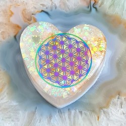 Orgonite cœur fleur de vie
