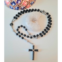 Chapelet onyx et agate oeil